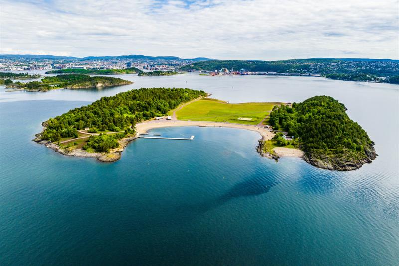 dronebilde av Langøyene