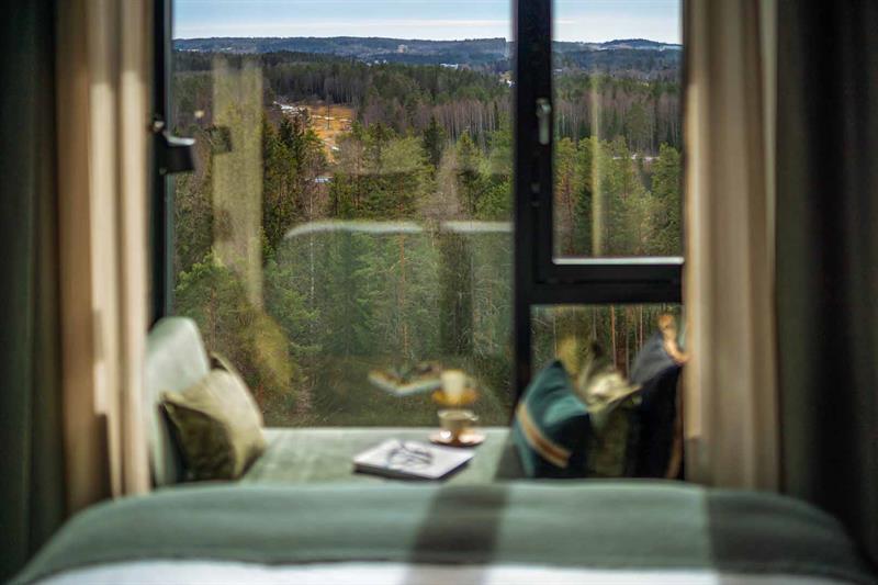 Rom med utsikt over skogen