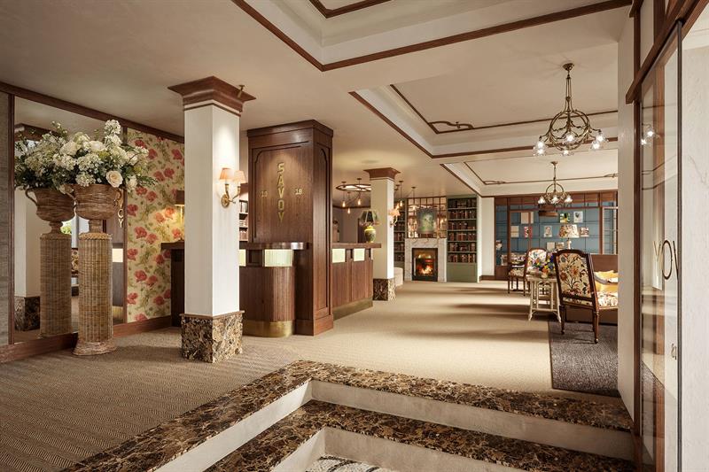 Visualisering av hotellets lobby