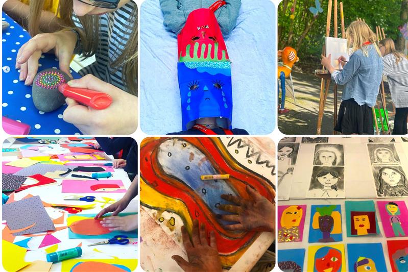 Kollasje av barnas kunstverk