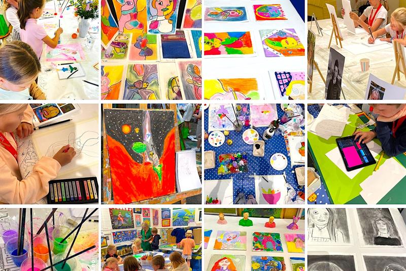 Kollasje av barnas kunstverk