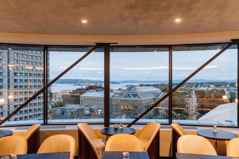 Flott utsikt fra restauranten.