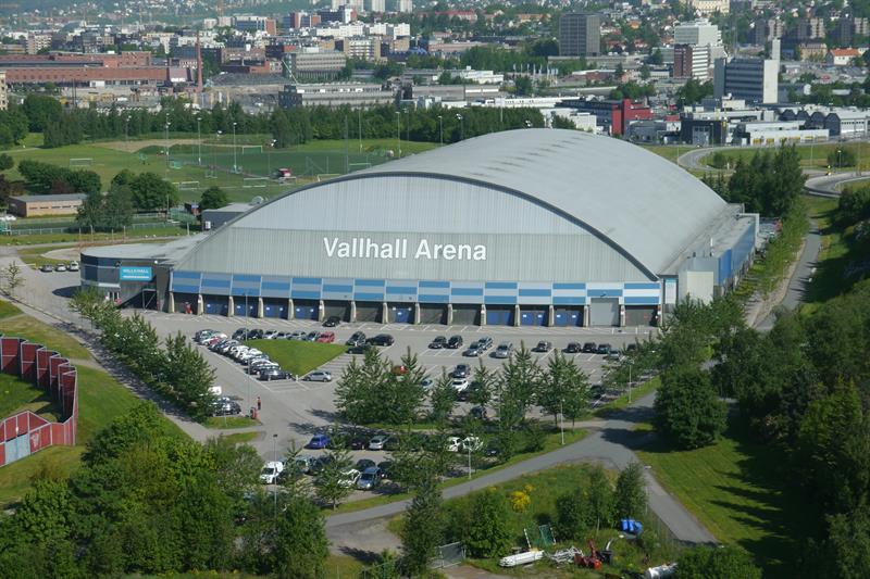 Vallhall Arena sett fra fugleperspektiv
