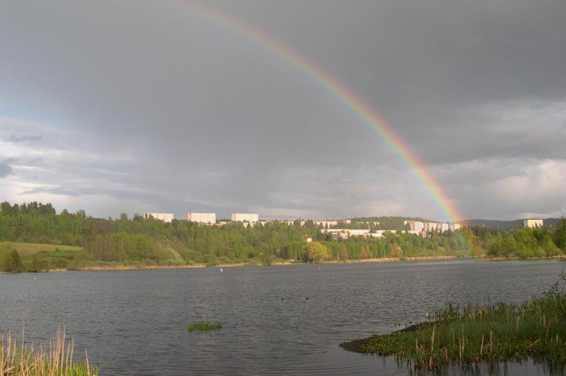 rainbow over the water