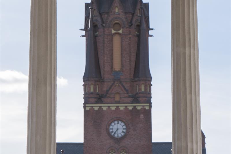 Paulus kirke sett fra paviljongen i Birkelunden.