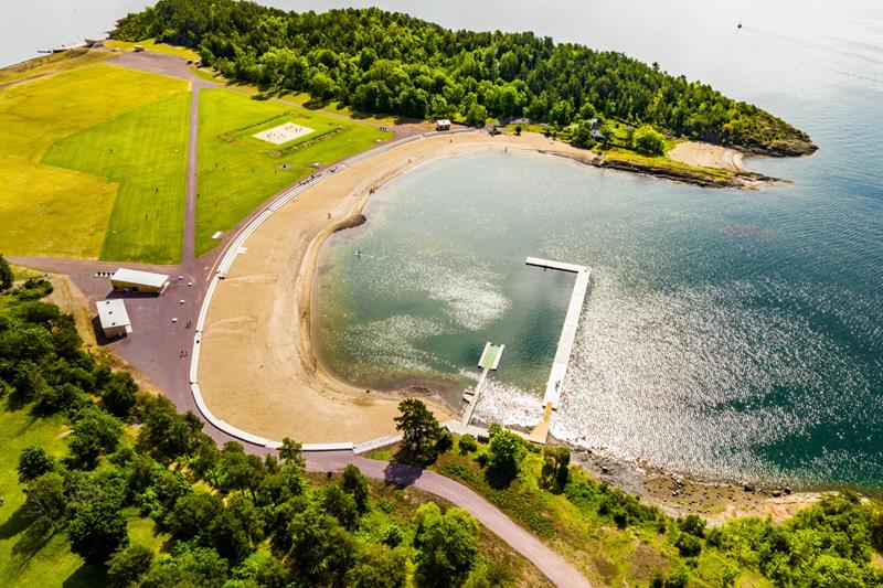 dronebilde av Langøyene