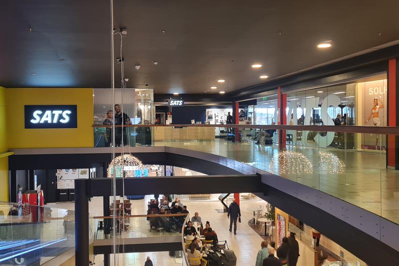 Sats gym i øverste etasje