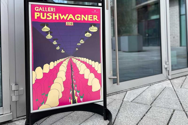 Detalj av skilt utenfor Galleri Pushwagner