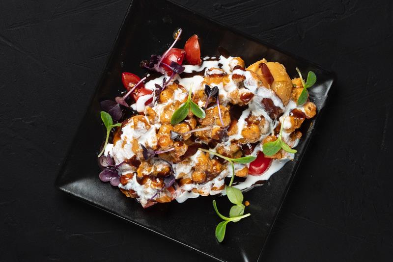 Detalj av Samosa Chaat.
