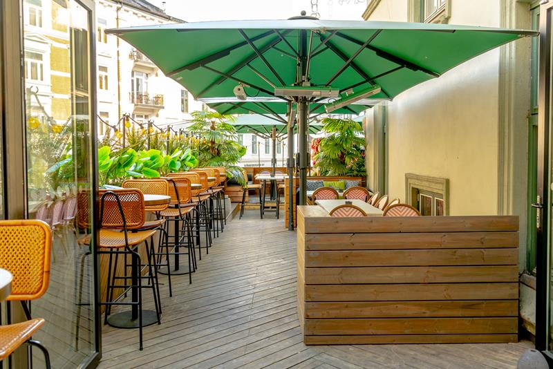 Takterrasse med uteservering