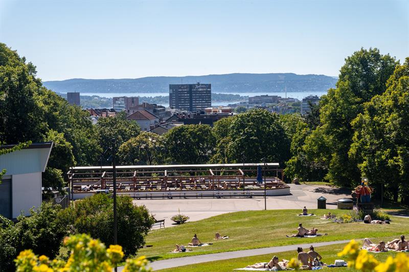 Fantastisk utsikt over byen.