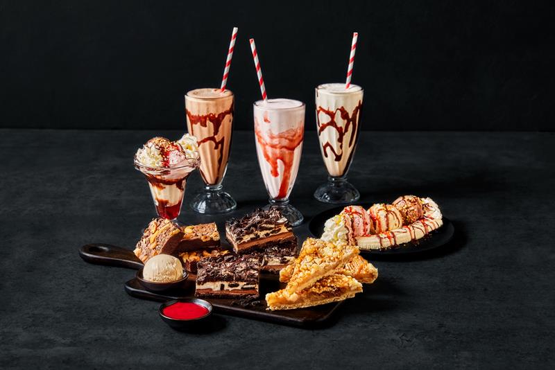 Detaljbilde av dessertmenyen.