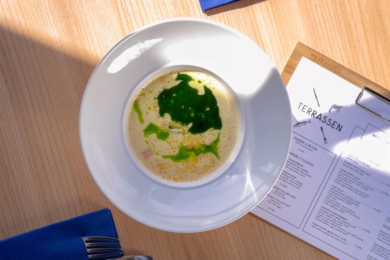 Detalj av en skål med suppe