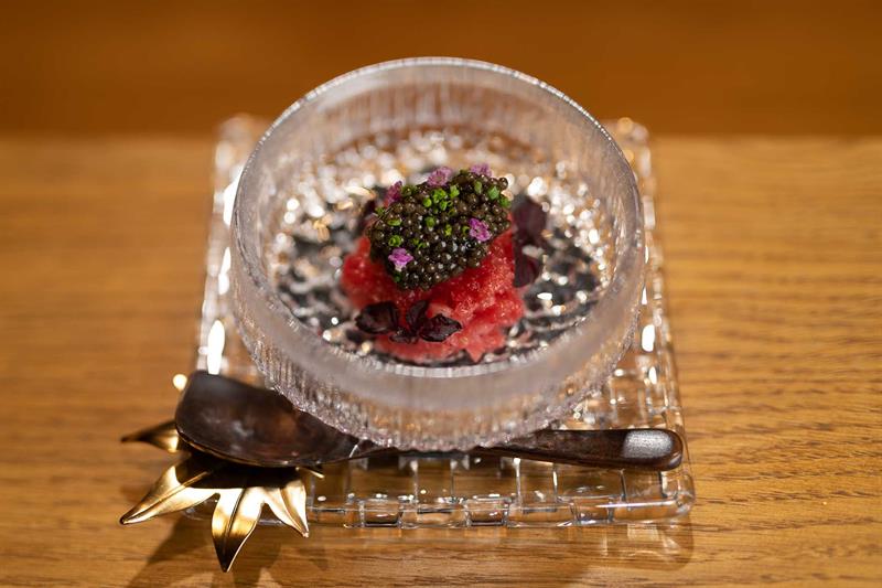 Detalj av tunfisk-tartar