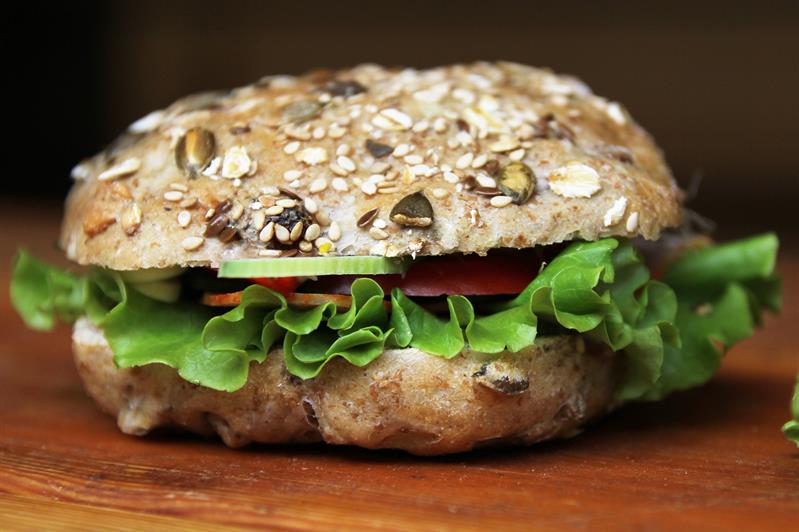 Detaljbilde av en sandwhich.