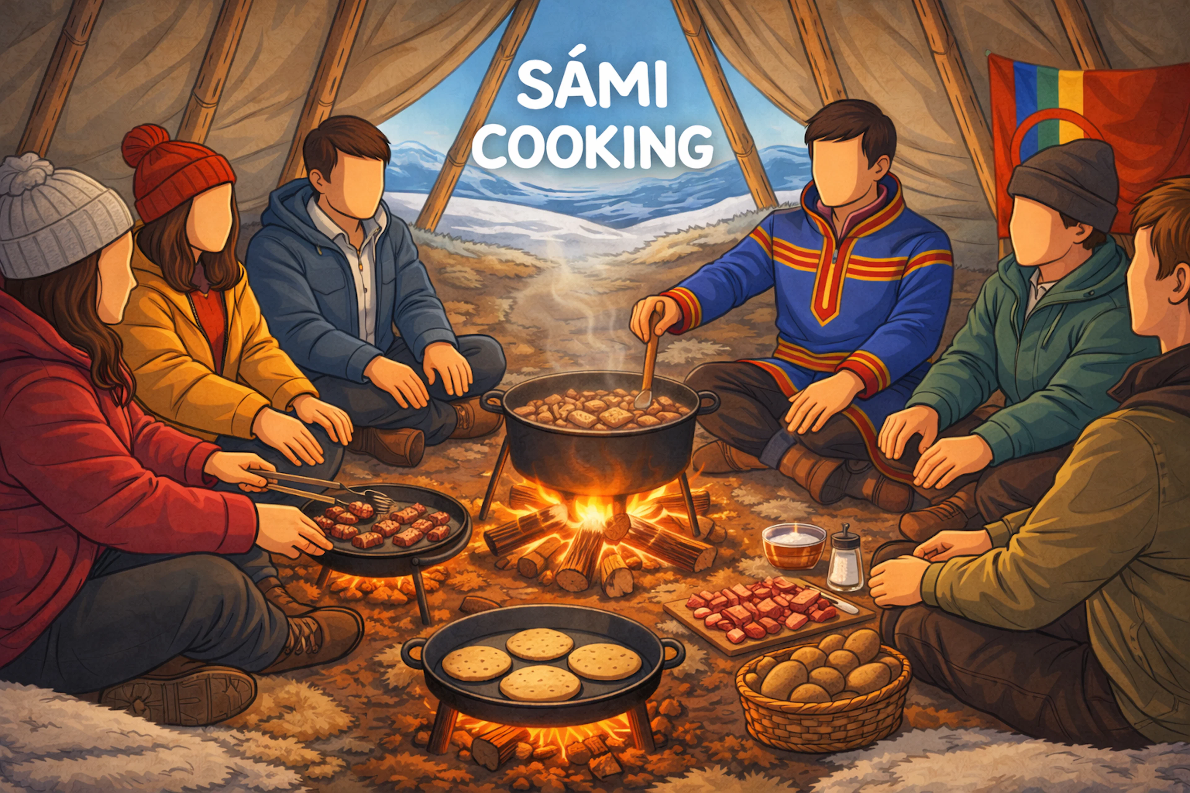 Sámi Kocherlebnis in Hammerfest - Traditionelles Lavvu & Feuer Mahlzeit