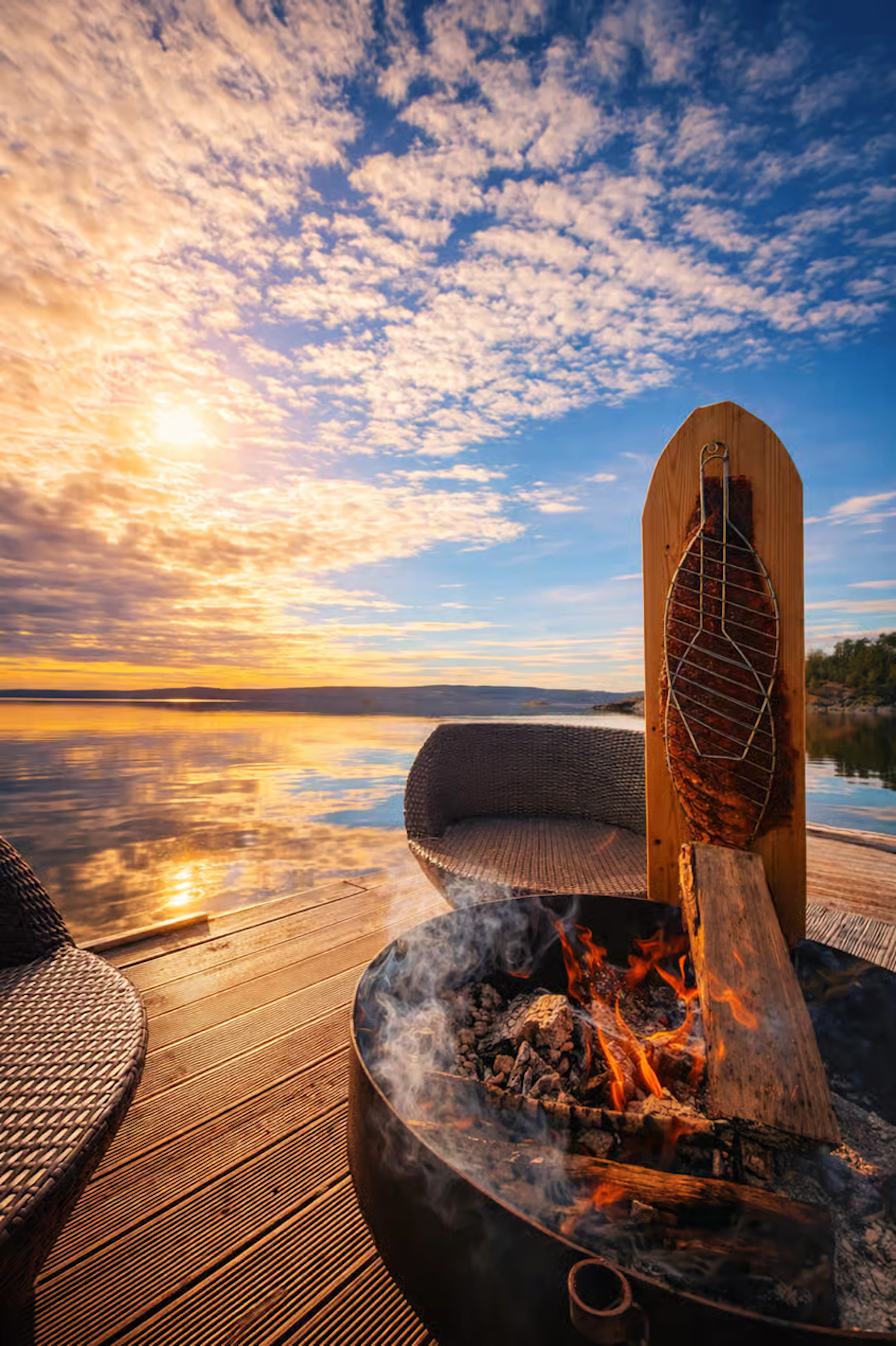 Oslo Malmøya Insel Lachs-Grillworkshop mit Jacuzzi