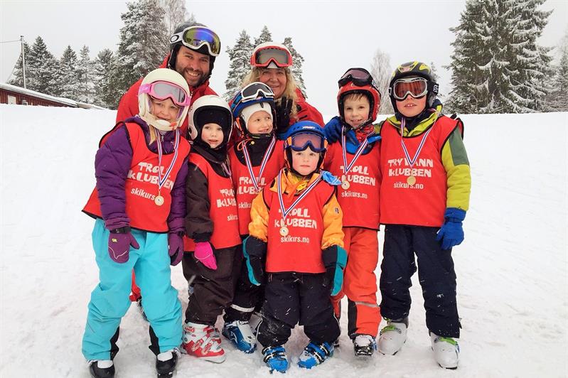 Happy group of children with medals on their necks