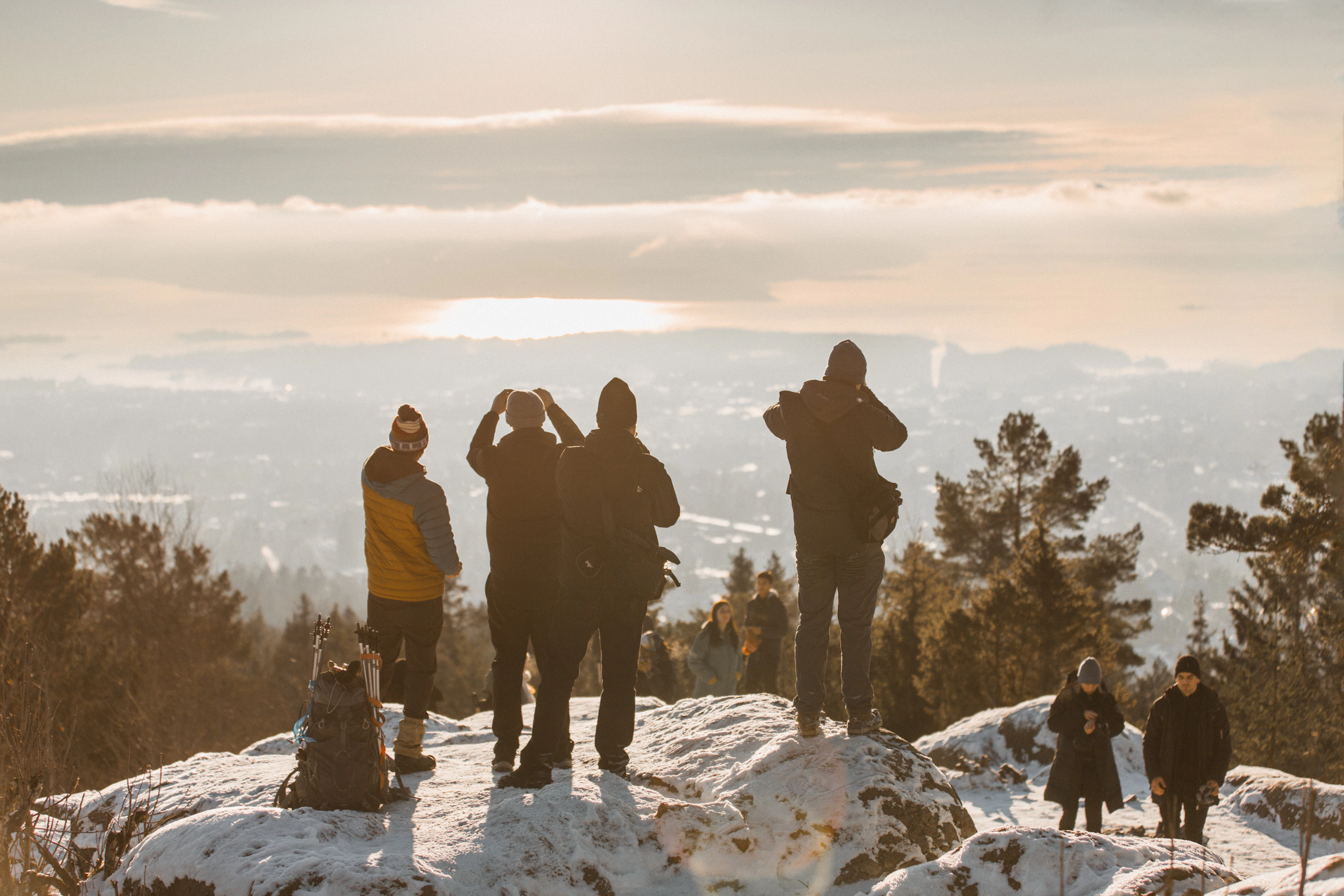 Privater Bester Blick auf den Oslofjord Spaziergang Winterausgabe